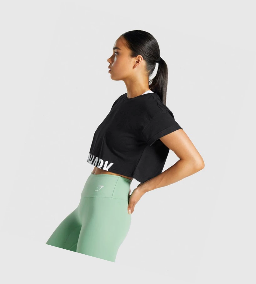 Gymshark Fraction Crop Top Naisten T Paidat Mustat | BZSVEI452