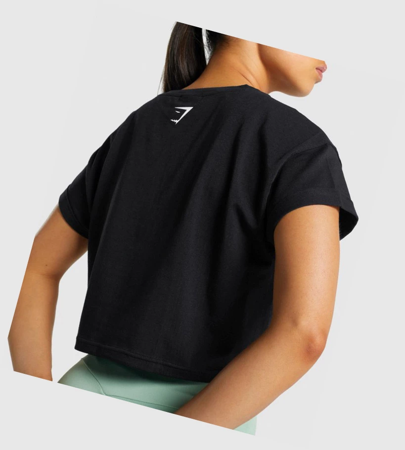 Gymshark Fraction Crop Top Naisten T Paidat Mustat | BZSVEI452