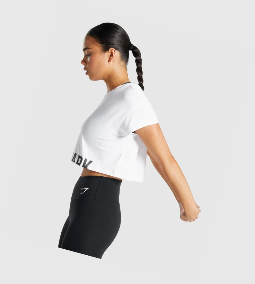Gymshark Fraction Crop Top Naisten T Paidat Valkoinen | DOWJFI750