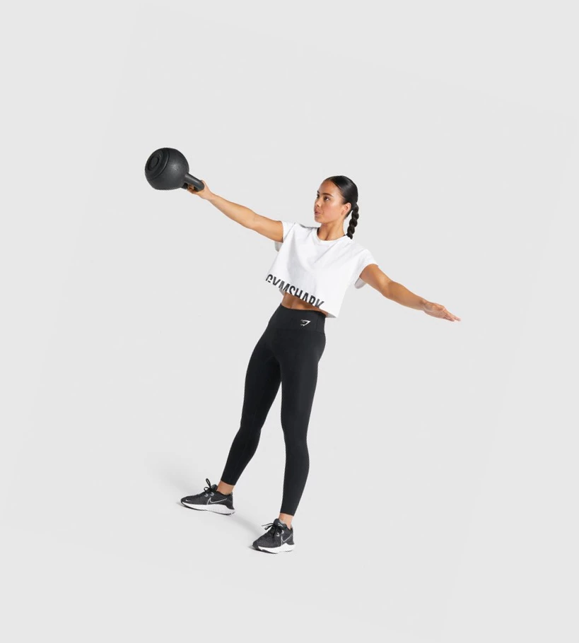 Gymshark Fraction Crop Top Naisten T Paidat Valkoinen | DOWJFI750