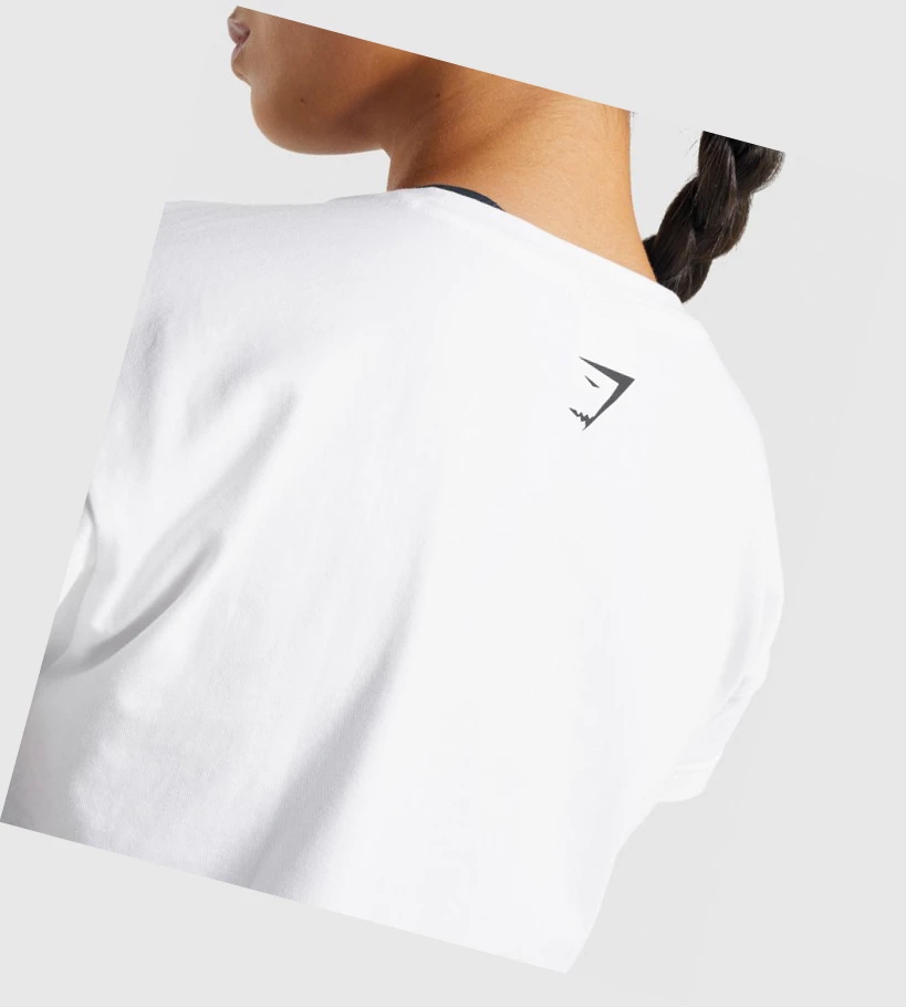 Gymshark Fraction Crop Top Naisten T Paidat Valkoinen | DOWJFI750