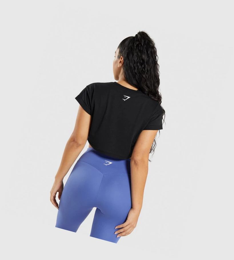 Gymshark Fraction Crop Top Naisten T Paidat Mustat | ECBGYU538