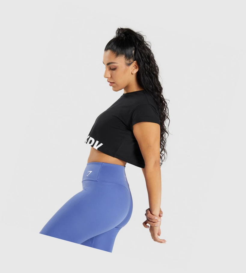 Gymshark Fraction Crop Top Naisten T Paidat Mustat | ECBGYU538