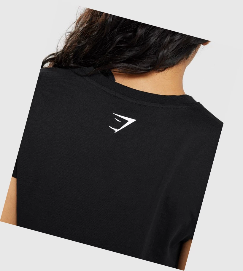 Gymshark Fraction Crop Top Naisten T Paidat Mustat | ECBGYU538