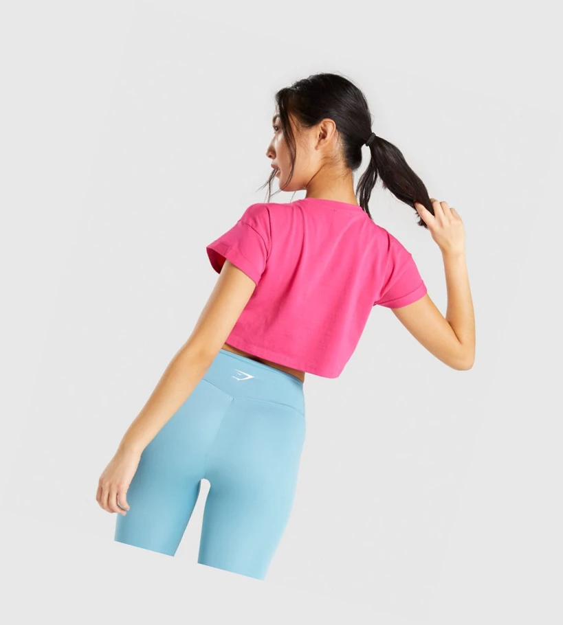 Gymshark Fraction Crop Top Naisten T Paidat Pinkki | NGBVDT637
