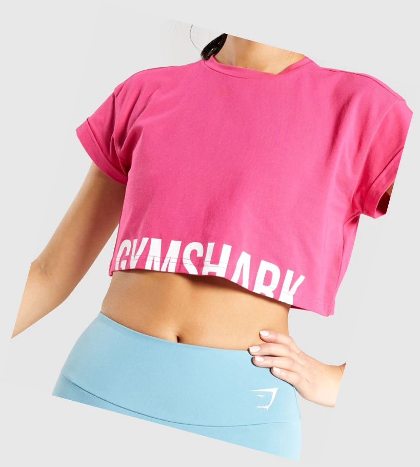 Gymshark Fraction Crop Top Naisten T Paidat Pinkki | NGBVDT637