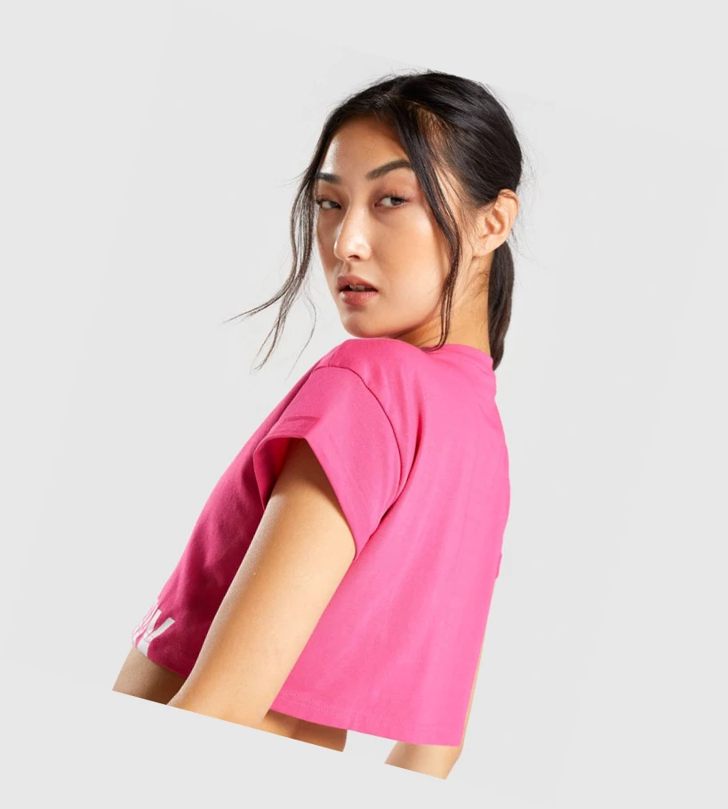 Gymshark Fraction Crop Top Naisten T Paidat Pinkki | NGBVDT637