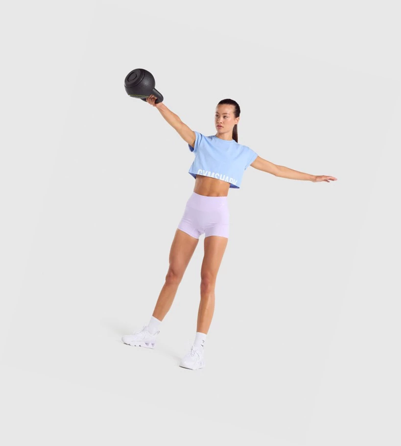 Gymshark Fraction Crop Top Naisten T Paidat Vaaleansininen | SVLIJE950