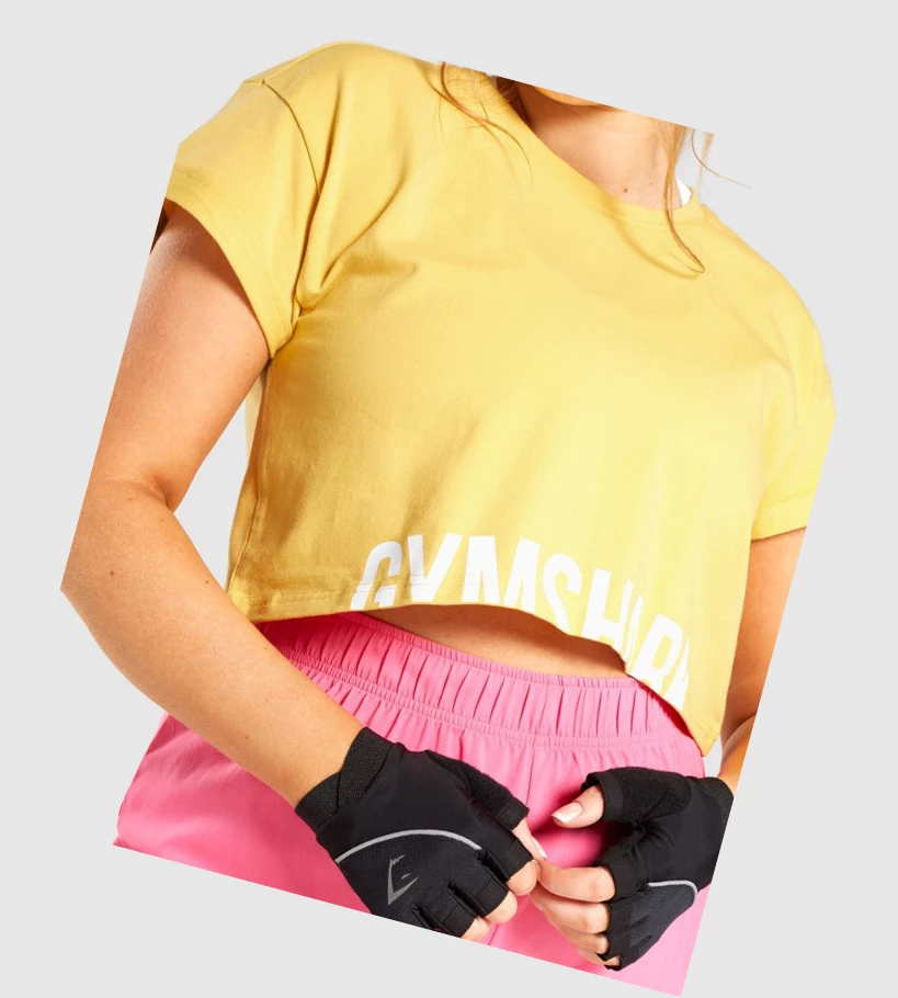 Gymshark Fraction Crop Top Naisten T Paidat Keltainen | UEPQWS670