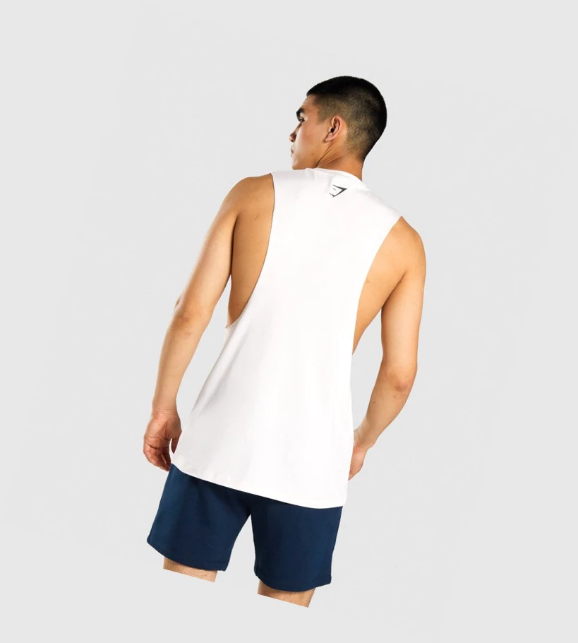 Gymshark GSLC Collegiate Drop Arm Miesten Hihaton Paita Kerma | CEPZYO960