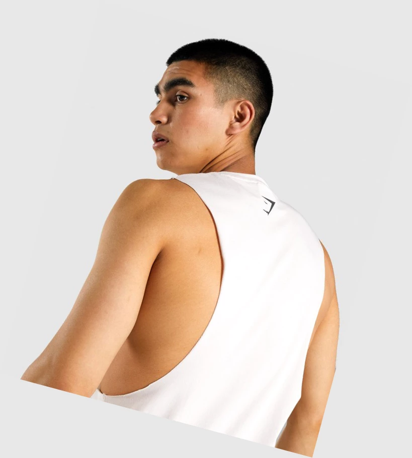 Gymshark GSLC Collegiate Drop Arm Miesten Hihaton Paita Kerma | CEPZYO960