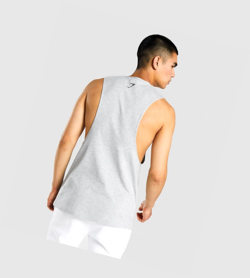 Gymshark GSLC Collegiate Drop Arm Miesten Hihaton Paita Vaaleanharmaat | QFJYGP189