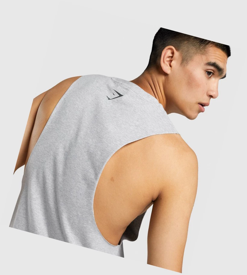 Gymshark GSLC Collegiate Drop Arm Miesten Hihaton Paita Vaaleanharmaat | QFJYGP189
