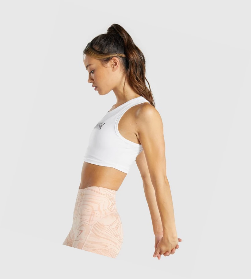 Gymshark GS Power Crop Top Naisten Puserot Valkoinen | YHEWPG176