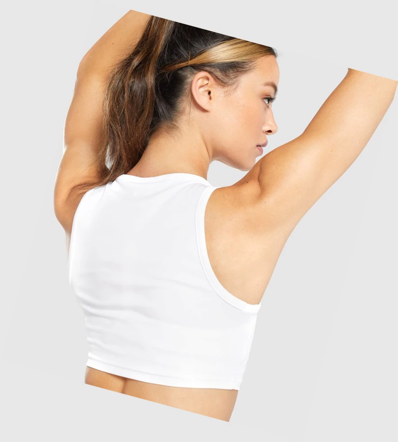 Gymshark GS Power Crop Top Naisten Puserot Valkoinen | YHEWPG176