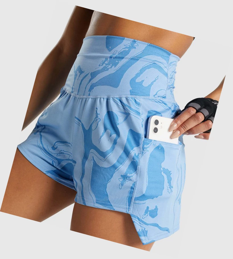 Gymshark GS Power Jacquard Naisten Shortsit Sininen | EPMNAK703