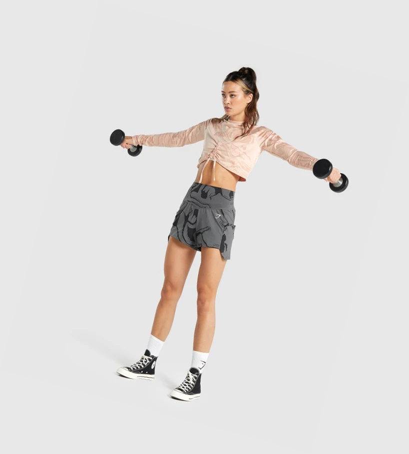 Gymshark GS Power Jacquard Naisten Shortsit Mustat | ETLXQS856