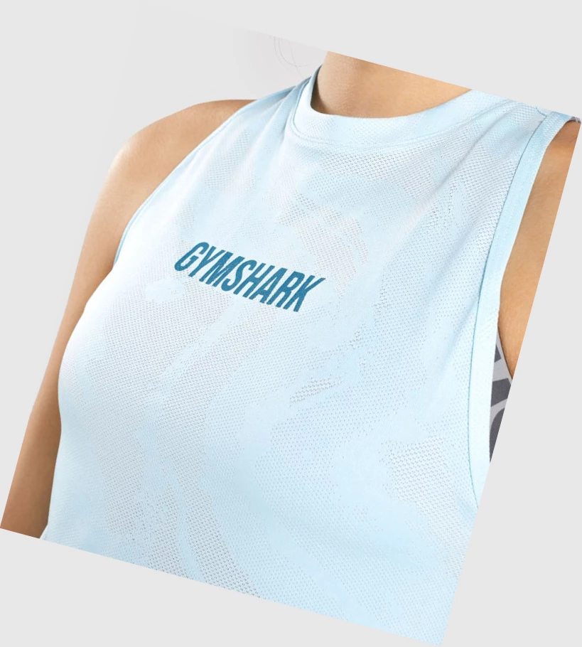 Gymshark GS Power Naisten Hihaton Paita Vaaleansininen | DYXCNS206