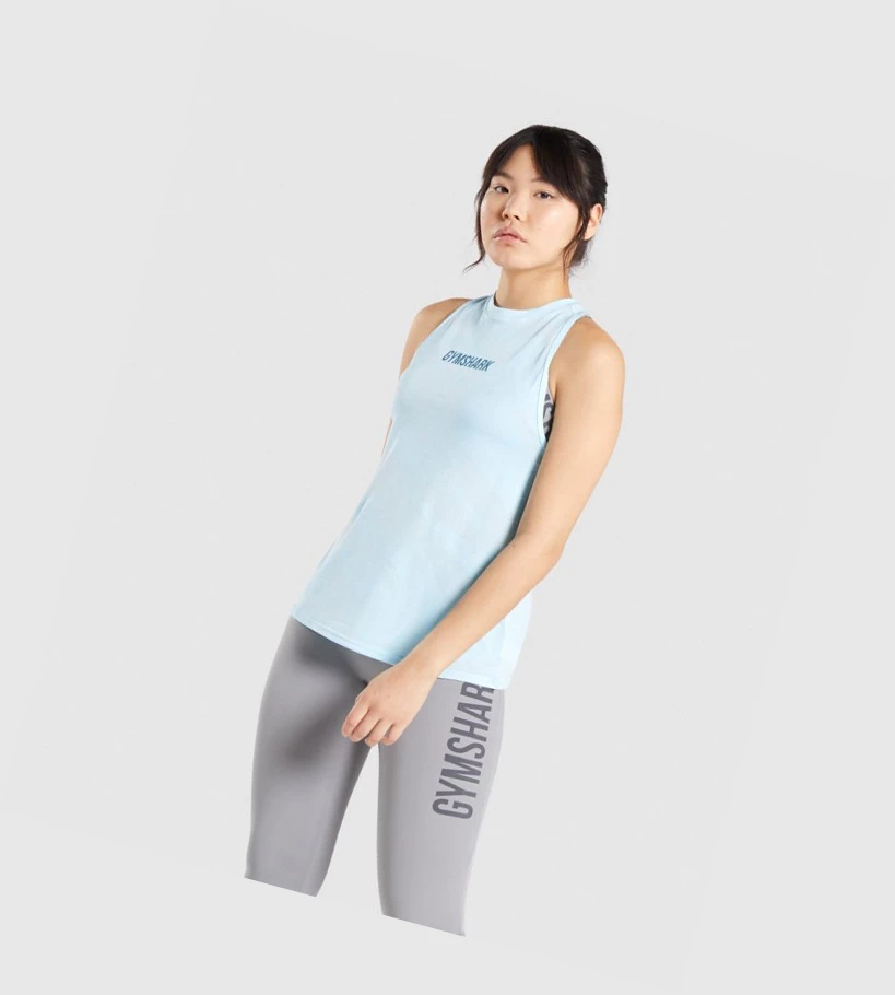 Gymshark GS Power Naisten Hihaton Paita Vaaleansininen | DYXCNS206