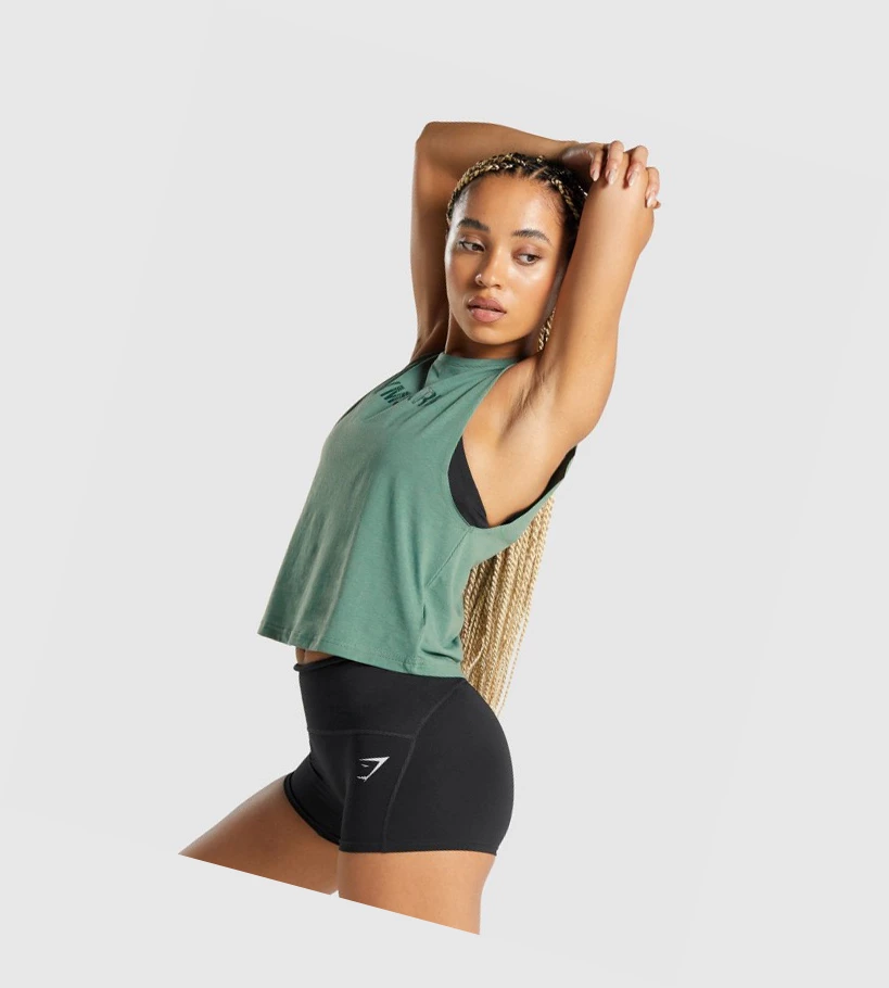 Gymshark GS Power Naisten Hihaton Paita Vihreä | JALVUG670
