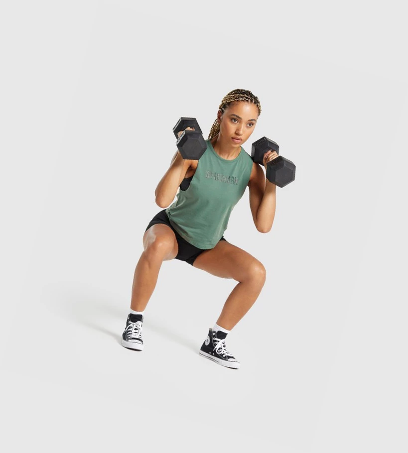 Gymshark GS Power Naisten Hihaton Paita Vihreä | JALVUG670