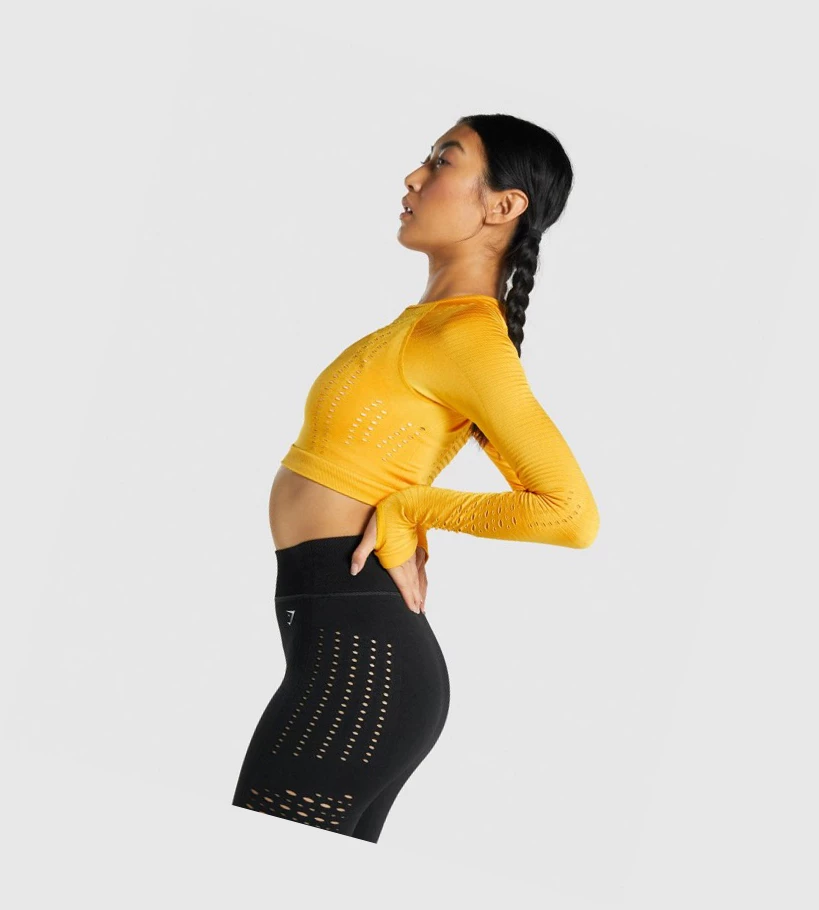Gymshark Glow Seamless Crop Top Naisten Puserot Keltainen | TYPVXH819