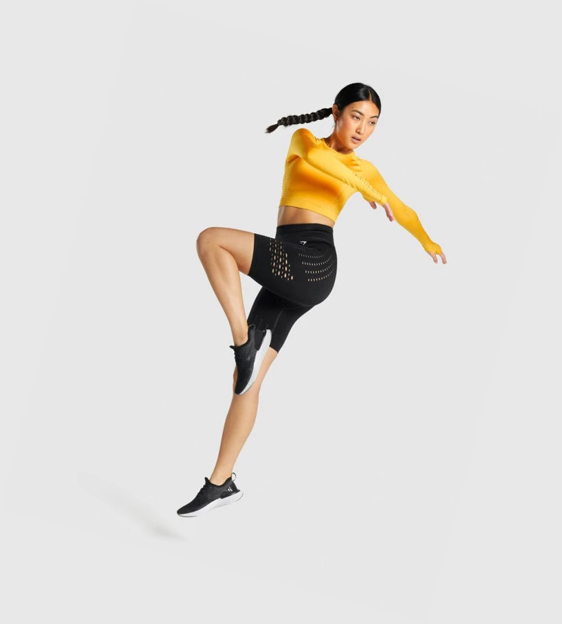 Gymshark Glow Seamless Crop Top Naisten Puserot Keltainen | TYPVXH819