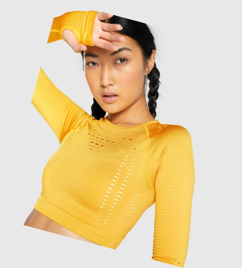 Gymshark Glow Seamless Crop Top Naisten Puserot Keltainen | TYPVXH819