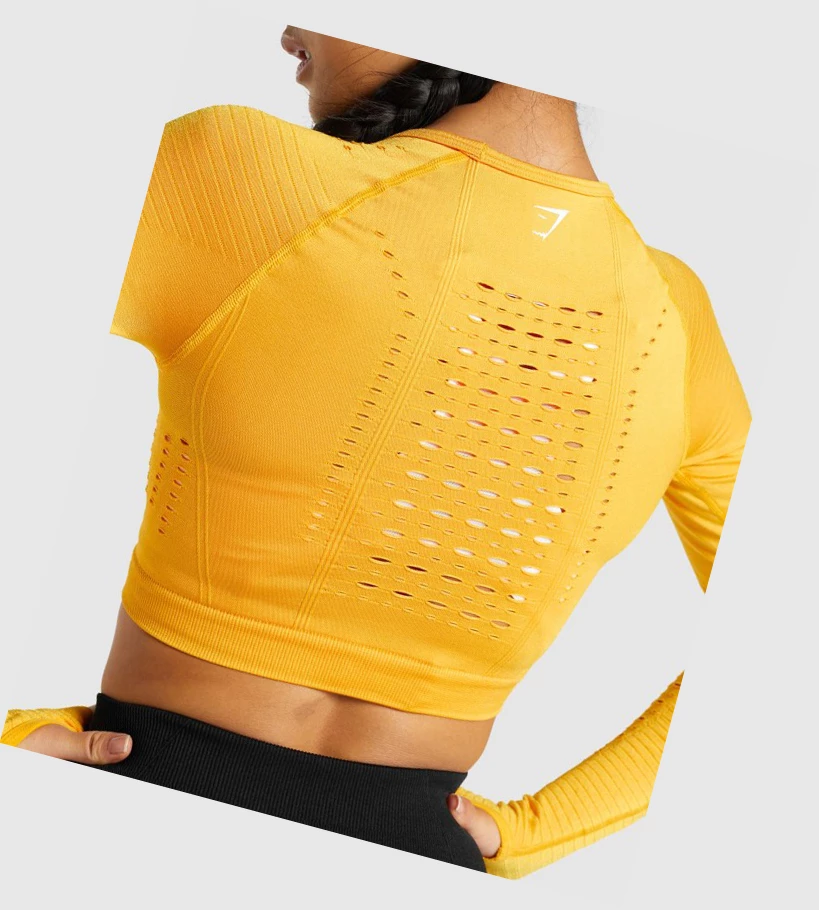 Gymshark Glow Seamless Crop Top Naisten Puserot Keltainen | TYPVXH819