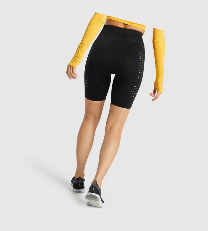 Gymshark Glow Seamless Naisten Shortsit Mustat | PTYWIL073