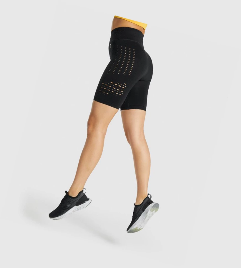 Gymshark Glow Seamless Naisten Shortsit Mustat | PTYWIL073