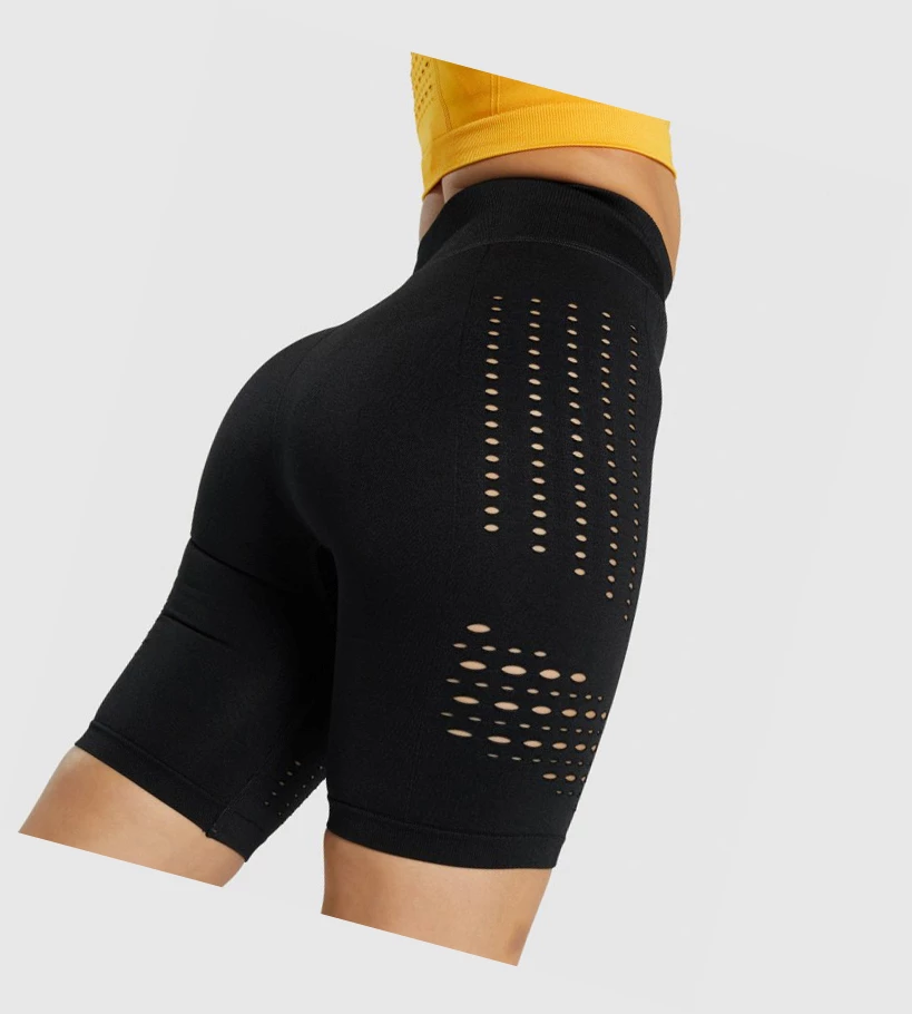Gymshark Glow Seamless Naisten Shortsit Mustat | PTYWIL073