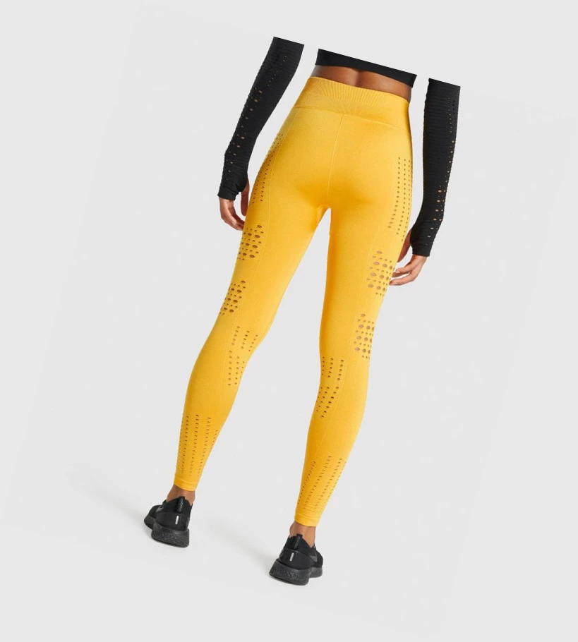Gymshark Glow Seamless Tights High Waisted Naisten Leggingsit Keltainen | EJIRWQ394