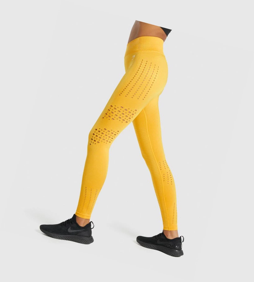 Gymshark Glow Seamless Tights High Waisted Naisten Leggingsit Keltainen | EJIRWQ394