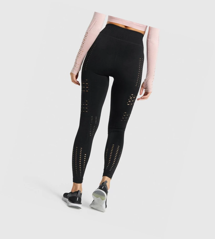 Gymshark Glow Seamless Tights High Waisted Naisten Leggingsit Mustat | XKHRIT146