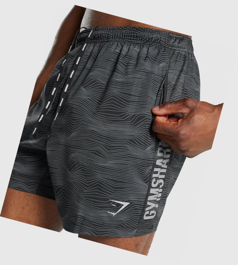 Gymshark Graafinen Urheilu Miesten Shortsit Mustat | GUFNBA106