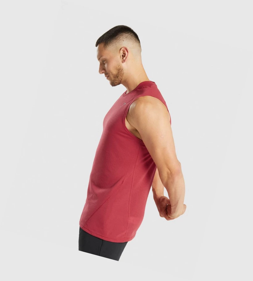 Gymshark Hyper Power Miesten Hihaton Paita Punainen | YDKRTA943