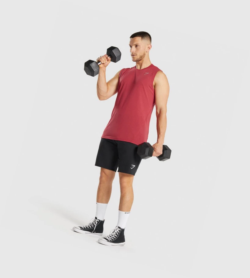 Gymshark Hyper Power Miesten Hihaton Paita Punainen | YDKRTA943