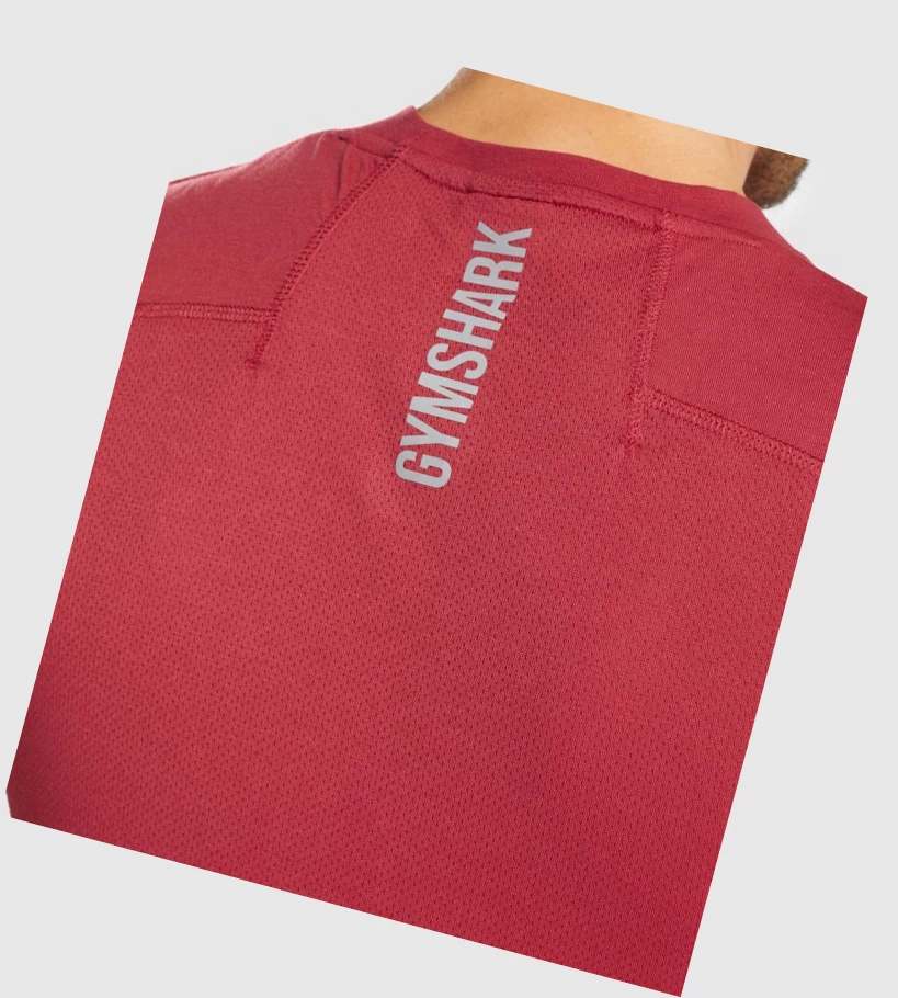 Gymshark Hyper Power Miesten Hihaton Paita Punainen | YDKRTA943