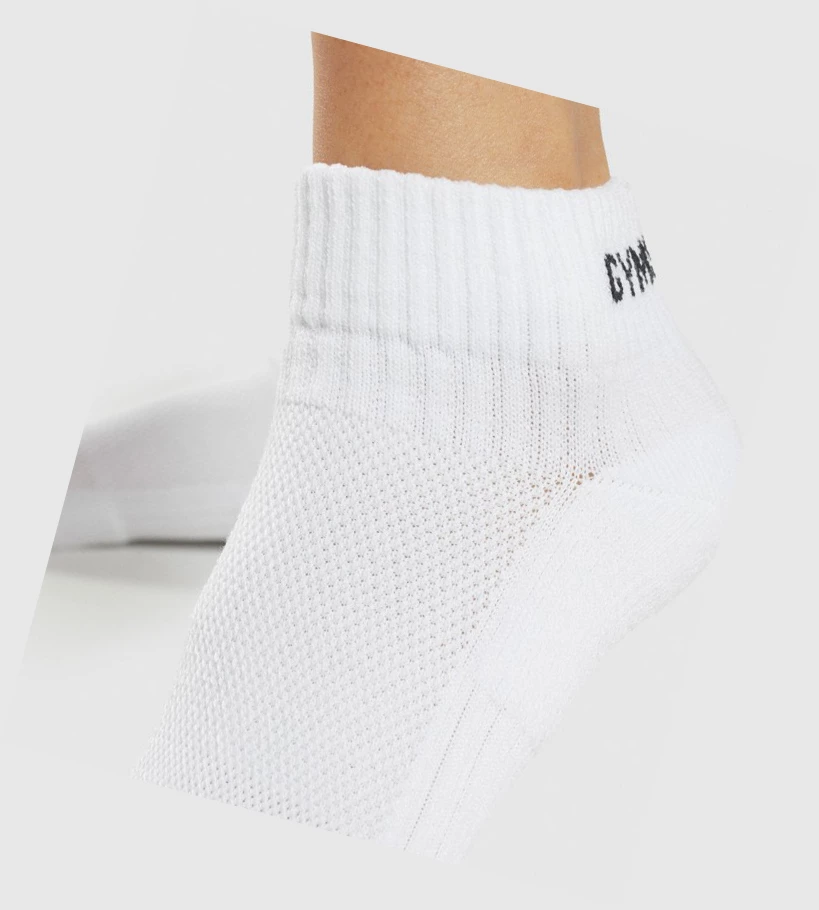 Gymshark Jacquard Quarter 3pk Naisten Sukat Valkoinen | CQOIXG497