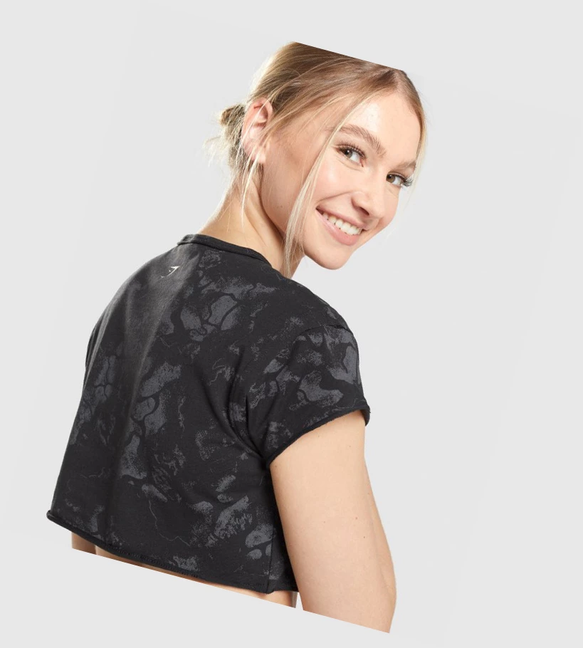 Gymshark KK Fit Raw Crop Top Naisten Puserot Mustat Camo | EYDLTJ573