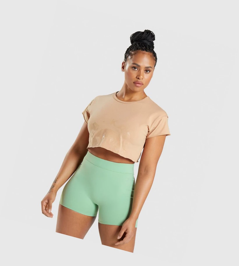 Gymshark KK Fit Raw Crop Top Naisten Puserot Vaaleankeltainen | HXUSOZ345