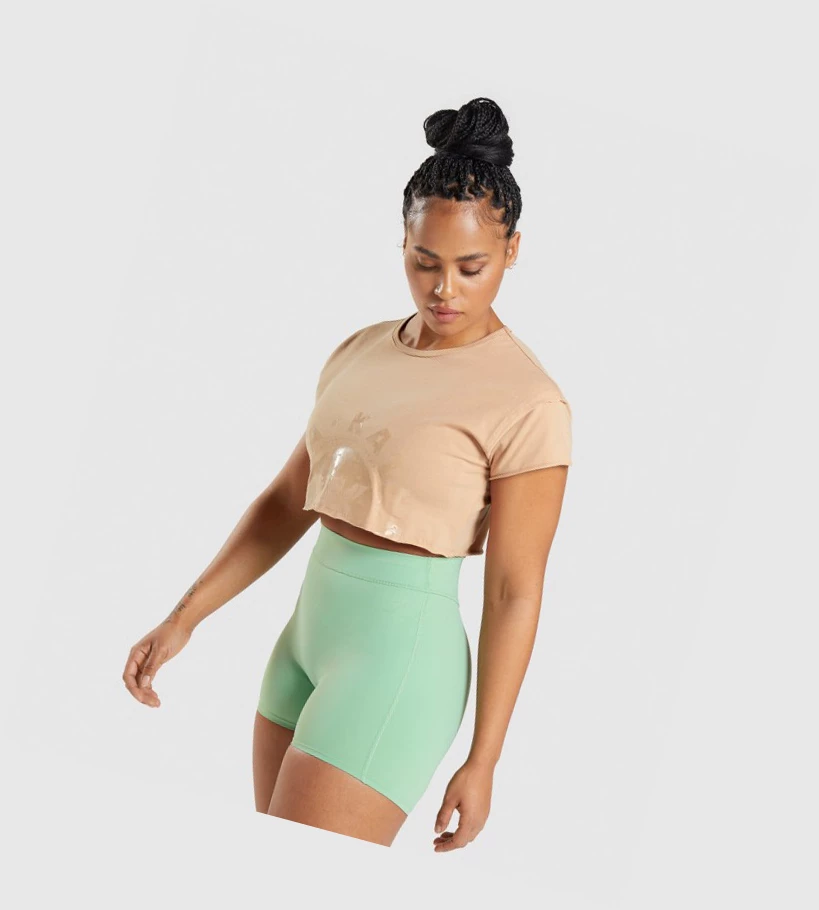 Gymshark KK Fit Raw Crop Top Naisten Puserot Vaaleankeltainen | HXUSOZ345