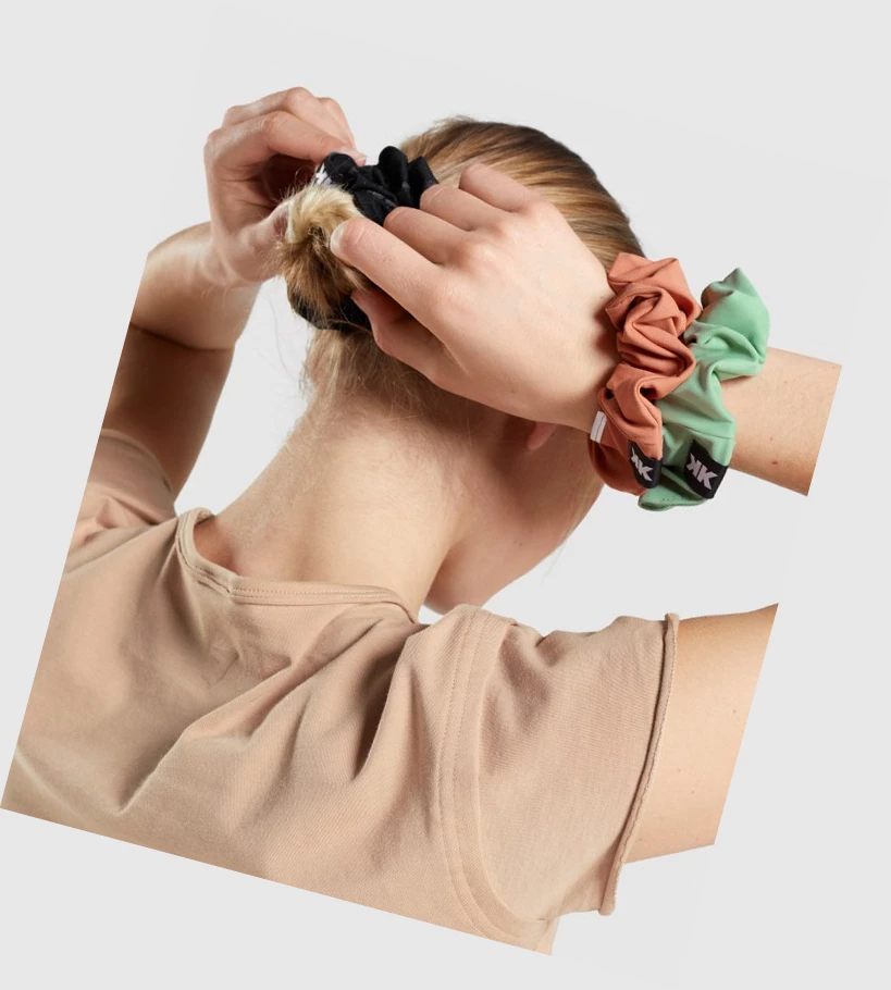 Gymshark KK Fit Scrunchies 3pk Naisten Headband Oranssi Vihreä Mustat Camo | SRYFLE534
