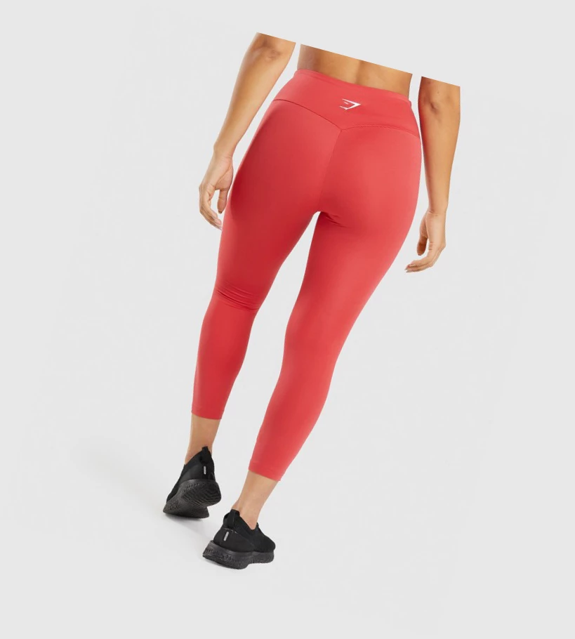 Gymshark Koulutus 7/8 High Waisted Naisten Leggingsit Punainen | OQPAFD829