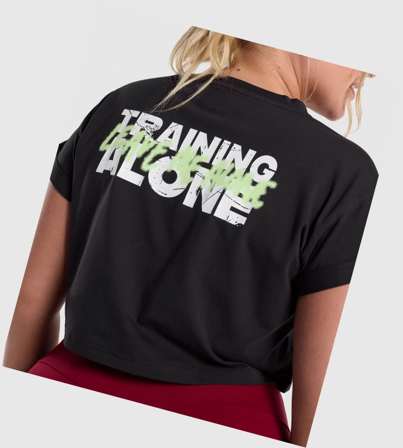 Gymshark Koulutus Alone Graafinen Crop Naisten Puserot Mustat | QPVCHB273