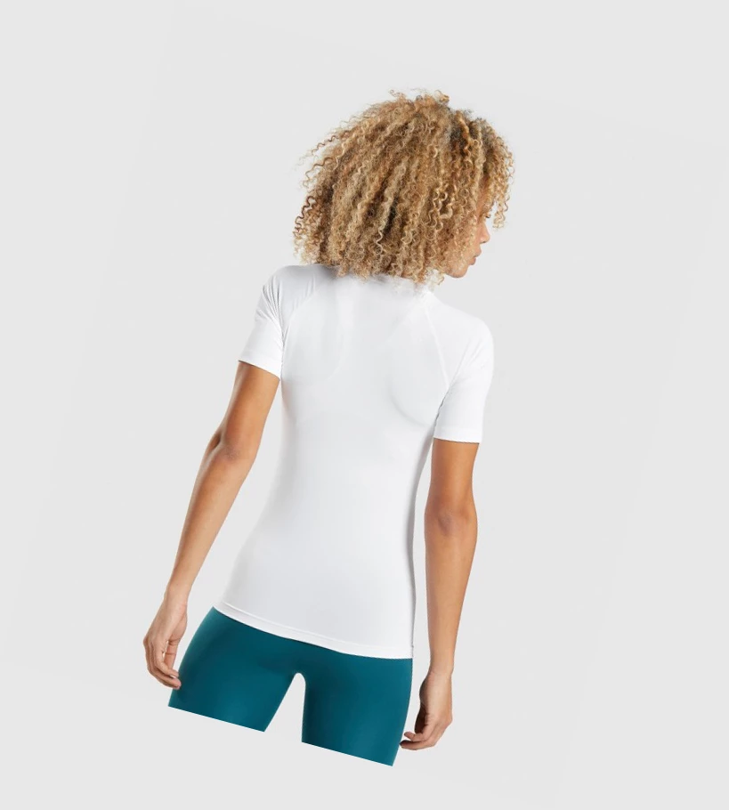 Gymshark Koulutus Baselayer Naisten T Paidat Valkoinen | EZJVMS673