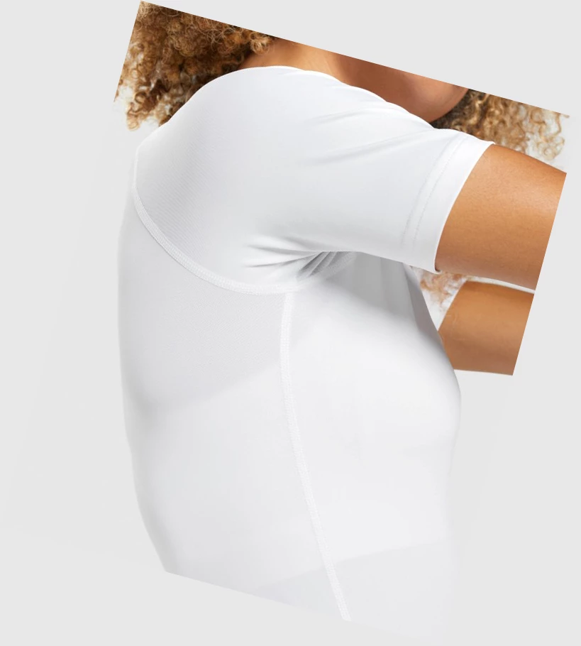 Gymshark Koulutus Baselayer Naisten T Paidat Valkoinen | EZJVMS673