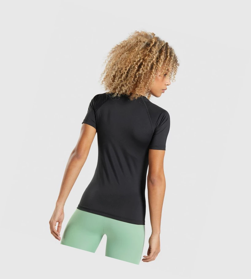 Gymshark Koulutus Baselayer Naisten T Paidat Mustat | WRGQXO948