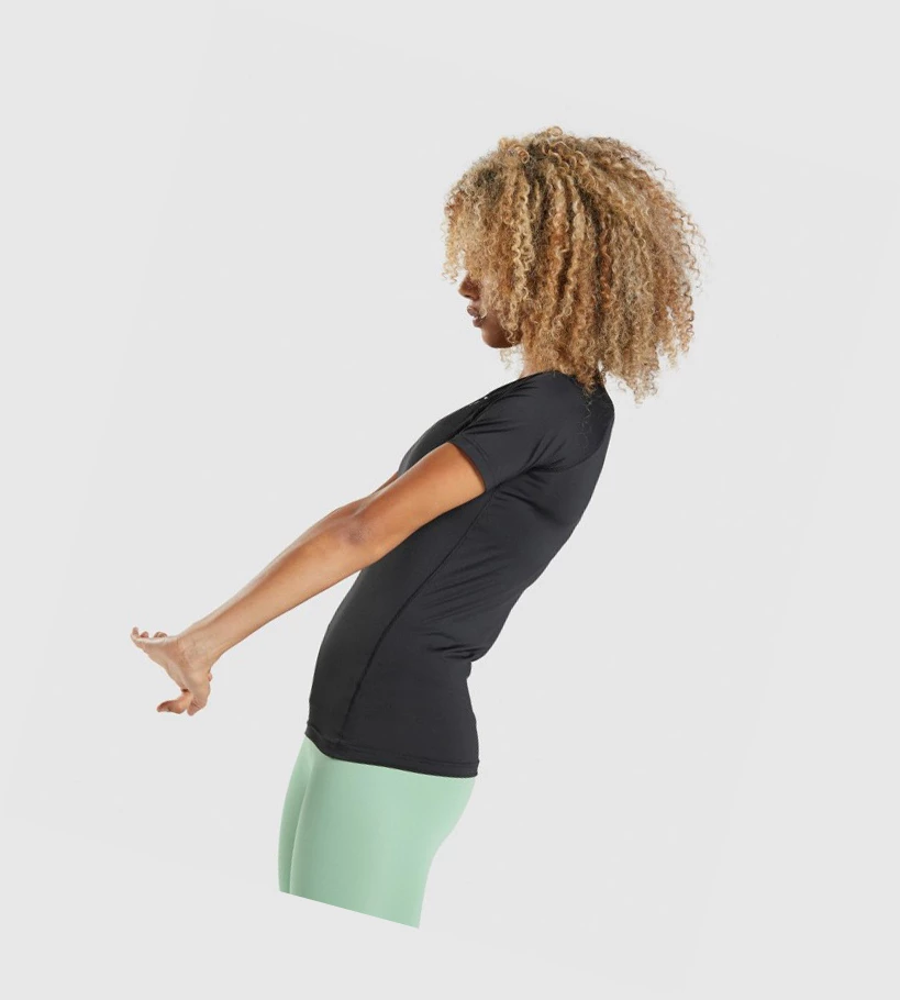 Gymshark Koulutus Baselayer Naisten T Paidat Mustat | WRGQXO948